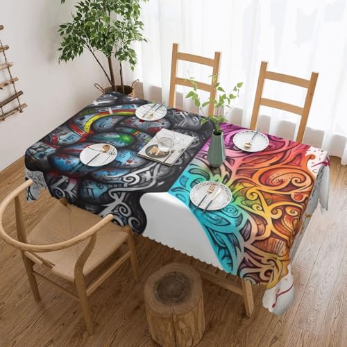 NBSKSDLK Tischdecke für linke und rechte Gehirnhälfte, rechteckig, wasserdicht, schmutzabweisend, knitterfrei, dekorativ, wiederverwendbar, Polyester-Tischdecken für Hochzeit, Party, Bankett, 137 x NBSKSDLK Tischdecke für linke und rechte Gehirnhälfte, rechteckig, wasserdicht, schmutzabweisend, knitterfrei, dekorativ, wiederverwendbar, Polyester-Tischdecken für Hochzeit, Party, Bankett, 137 x von NBSKSDLK