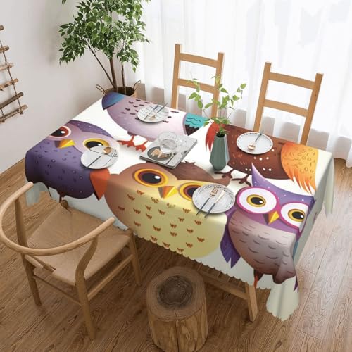 NBSKSDLK Tischdecke mit Eulen-Vögeln, rechteckig, wasserdicht, schmutzabweisend, knitterfrei, dekorativ, wiederverwendbar, Polyester-Tischdecken für Hochzeit, Party, Bankett, 137 x 183 cm NBSKSDLK Tischdecke mit Eulen-Vögeln, rechteckig, wasserdicht, schmutzabweisend, knitterfrei, dekorativ, wiederverwendbar, Polyester-Tischdecken für Hochzeit, Party, Bankett, 137 x 183 cm von NBSKSDLK