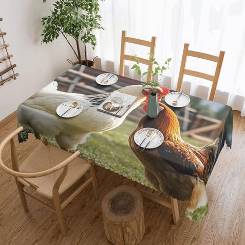 NBSKSDLK Tischdecke mit Hühnern und Bauernhof, rechteckig, wasserdicht, schmutzabweisend, knitterfrei, dekorativ, wiederverwendbar, Polyester-Tischdecken für Hochzeit, Party, Bankett, 137 x 183 cm NBSKSDLK Tischdecke mit Hühnern und Bauernhof, rechteckig, wasserdicht, schmutzabweisend, knitterfrei, dekorativ, wiederverwendbar, Polyester-Tischdecken für Hochzeit, Party, Bankett, 137 x 183 cm von NBSKSDLK