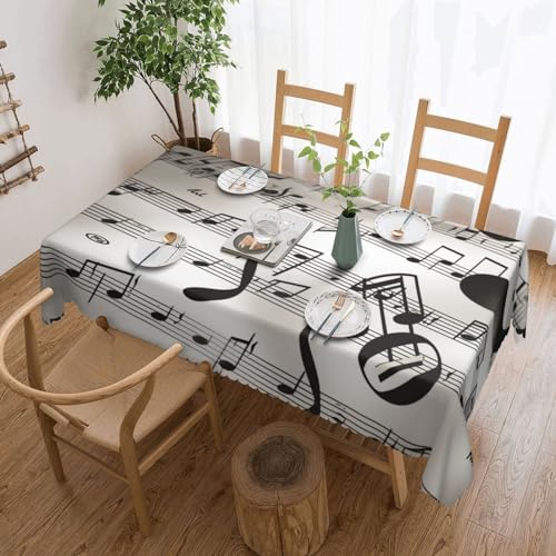 NBSKSDLK Tischdecke mit Musiknoten-Druck, rechteckig, wasserdicht, schmutzabweisend, knitterfrei, dekorativ, wiederverwendbar, Polyester-Tischdecken für Hochzeit, Party, Bankett, 137 x 183 cm NBSKSDLK Tischdecke mit Musiknoten-Druck, rechteckig, wasserdicht, schmutzabweisend, knitterfrei, dekorativ, wiederverwendbar, Polyester-Tischdecken für Hochzeit, Party, Bankett, 137 x 183 cm von NBSKSDLK