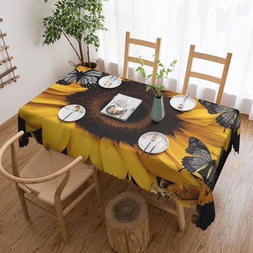 NBSKSDLK Tischdecke mit Schmetterling und Sonnenblumen, rechteckig, wasserdicht, schmutzabweisend, knitterfrei, dekorativ, wiederverwendbar, Polyester-Tischdecken für Hochzeit, Party, Bankett, 137 x NBSKSDLK Tischdecke mit Schmetterling und Sonnenblumen, rechteckig, wasserdicht, schmutzabweisend, knitterfrei, dekorativ, wiederverwendbar, Polyester-Tischdecken für Hochzeit, Party, Bankett, 137 x von NBSKSDLK