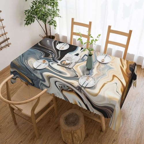 NBSKSDLK Tischdecke mit abstrakter Marmor-Tinte, rechteckig, wasserdicht, schmutzabweisend, knitterfrei, dekorativ, wiederverwendbar, Polyester-Tischdecken für Hochzeit, Party, Bankett, 137 x 183 cm NBSKSDLK Tischdecke mit abstrakter Marmor-Tinte, rechteckig, wasserdicht, schmutzabweisend, knitterfrei, dekorativ, wiederverwendbar, Polyester-Tischdecken für Hochzeit, Party, Bankett, 137 x 183 cm von NBSKSDLK