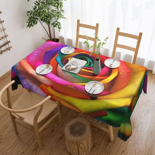 NBSKSDLK Tischdecke mit bunten Rosen, rechteckig, wasserdicht, schmutzabweisend, knitterfrei, dekorativ, wiederverwendbar, Polyester-Tischdecken für Hochzeit, Party, Bankett, 137 x 183 cm NBSKSDLK Tischdecke mit bunten Rosen, rechteckig, wasserdicht, schmutzabweisend, knitterfrei, dekorativ, wiederverwendbar, Polyester-Tischdecken für Hochzeit, Party, Bankett, 137 x 183 cm von NBSKSDLK