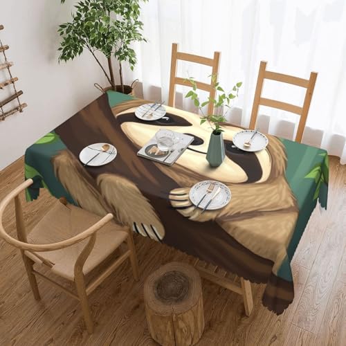 NBSKSDLK Tischdecke mit niedlichem Faultier, rechteckig, wasserdicht, schmutzabweisend, knitterfrei, dekorativ, wiederverwendbar, Polyester-Tischdecken für Hochzeit, Party, Bankett, 137 x 183 cm NBSKSDLK Tischdecke mit niedlichem Faultier, rechteckig, wasserdicht, schmutzabweisend, knitterfrei, dekorativ, wiederverwendbar, Polyester-Tischdecken für Hochzeit, Party, Bankett, 137 x 183 cm von NBSKSDLK