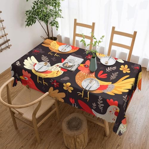 NBSKSDLK Tischdecke mit niedlichem Hahn, rechteckig, wasserdicht, schmutzabweisend, knitterfrei, dekorativ, wiederverwendbar, Polyester-Tischdecken für Hochzeit, Party, Bankett, 137 x 183 cm NBSKSDLK Tischdecke mit niedlichem Hahn, rechteckig, wasserdicht, schmutzabweisend, knitterfrei, dekorativ, wiederverwendbar, Polyester-Tischdecken für Hochzeit, Party, Bankett, 137 x 183 cm von NBSKSDLK