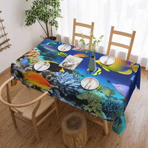 NBSKSDLK Unterwasserfisch-Tischdecke, rechteckig, wasserdicht, schmutzabweisend, knitterfrei, dekorativ, wiederverwendbar, Polyester-Tischdecken für Hochzeit, Party, Bankett, 137 x 183 cm NBSKSDLK Unterwasserfisch-Tischdecke, rechteckig, wasserdicht, schmutzabweisend, knitterfrei, dekorativ, wiederverwendbar, Polyester-Tischdecken für Hochzeit, Party, Bankett, 137 x 183 cm von NBSKSDLK