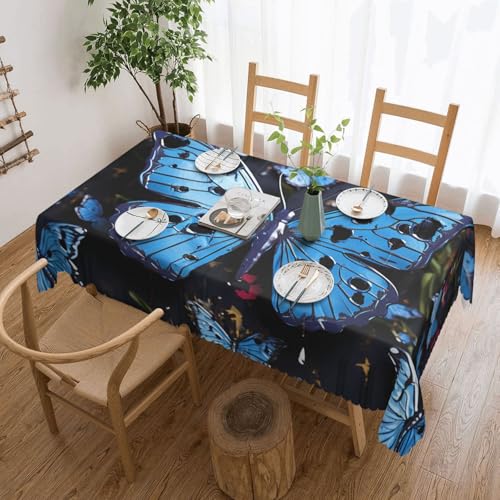 NBSKSDLK Wassertischdecke mit blauen Schmetterlingen, rechteckig, wasserdicht, schmutzabweisend, knitterfrei, dekorativ, wiederverwendbar, Polyester-Tischdecken für Hochzeit, Party, Bankett, 137 x 183 NBSKSDLK Wassertischdecke mit blauen Schmetterlingen, rechteckig, wasserdicht, schmutzabweisend, knitterfrei, dekorativ, wiederverwendbar, Polyester-Tischdecken für Hochzeit, Party, Bankett, 137 x 183 von NBSKSDLK