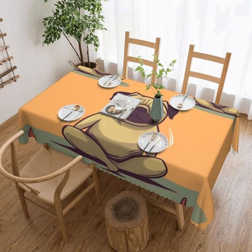 NBSKSDLK Yoga-Tischdecke mit Mops, rechteckig, wasserdicht, schmutzabweisend, knitterfrei, dekorativ, wiederverwendbar, Polyester-Tischdecken für Hochzeit, Party, Bankett, 137 x 183 cm NBSKSDLK Yoga-Tischdecke mit Mops, rechteckig, wasserdicht, schmutzabweisend, knitterfrei, dekorativ, wiederverwendbar, Polyester-Tischdecken für Hochzeit, Party, Bankett, 137 x 183 cm von NBSKSDLK