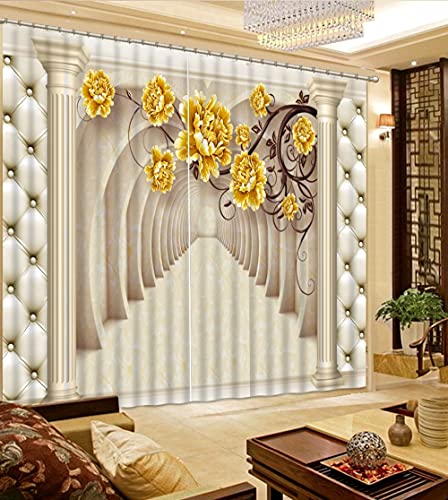 NBVGHJ Personalisieren Sie Roman Luxury Flower Blackout Vorhänge Schlafzimmer Wohnzimmer Balkon Fenster Vorhänge Dekoration Vorhänge Fensterläden (B) 300×(H) 250cm von NBVGHJ