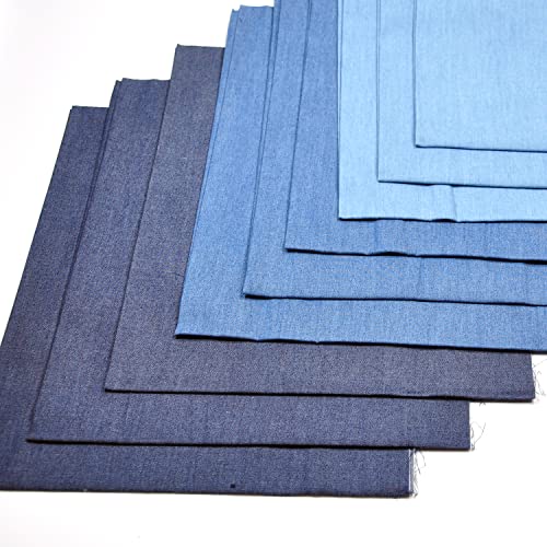 Indigo Quiltstoff aus 100 % Baumwolle, 50 x 55 cm, für Kunst, DIY Handwerk und Nähen, Patchwork von Indigo, leicht, mittel und tief, 3 Farben, Denim, 9 Stück Indigo Quiltstoff aus 100 % Baumwolle, 50 x 55 cm, für Kunst, DIY Handwerk und Nähen, Patchwork von Indigo, leicht, mittel und tief, 3 Farben, Denim, 9 Stück von NC