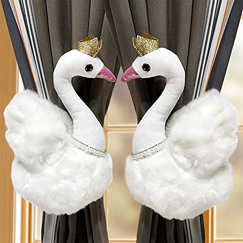 Raffhalter mit Cartoon-Vorhangschnalle, Schwan, Vorhanghalter, Plüschtier-Vorhanghaken, Vorhang-Raffhalter für Vorhänge, Heimdekoration, Weiß, M, 2 Stück Raffhalter mit Cartoon-Vorhangschnalle, Schwan, Vorhanghalter, Plüschtier-Vorhanghaken, Vorhang-Raffhalter für Vorhänge, Heimdekoration, Weiß, M, 2 Stück von NC