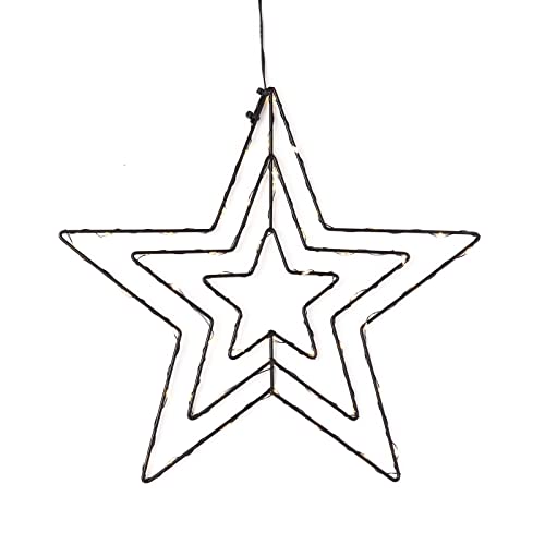 LED Weihnachten Fensterdeko Glühwürmchen Stern Schwarz Warmweiß für 3 x AA Batterie von NCC-Licht