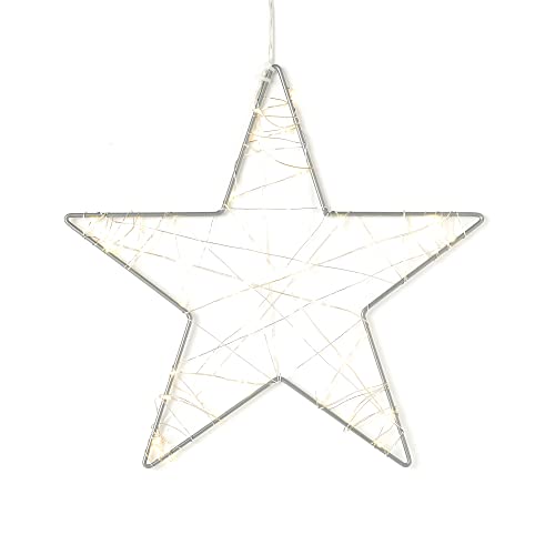 NCC-Licht LED Weihnachten Fensterdeko Glühwürmchen Stern Silber Warmweiß für 3 x AA Batterie von NCC-Licht