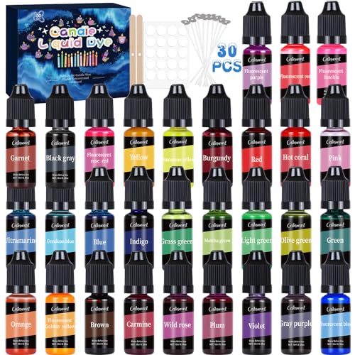NCKIHRKK Kerzenwachs Farbe Set, 30 Farben Kerzenfarbe Bunt für Kerzenherstellung, Wachs für Kerzen Hochkonzentriert Flüssiger Kerzenfarben für Bienenwachs Gelwachs Sojawachs Paraffinwachs - je 10 ml NCKIHRKK Kerzenwachs Farbe Set, 30 Farben Kerzenfarbe Bunt für Kerzenherstellung, Wachs für Kerzen Hochkonzentriert Flüssiger Kerzenfarben für Bienenwachs Gelwachs Sojawachs Paraffinwachs - je 10 ml von NCKIHRKK