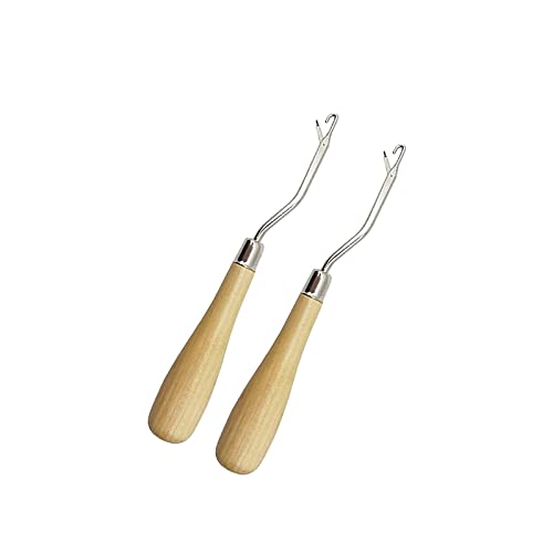 Häkelnadel, 2 Stück Holzgriff Häkeln Knüpfhaken Gebogene Häkelnadeln, Knüpfnadel Haar Häkelnadel Stricken Häkeln, Ergonomischer Griff Häkelnadel-Set für Anfänger von NCOALE