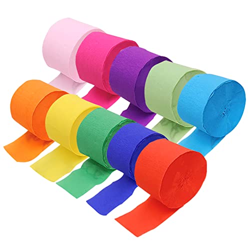 Krepppapier, 10 Farben Kreppband Bunt 4.5cm x 25m Party Kreppbänder DIY Papier Streamer Luftschlangen, für Hochzeit Papierfalten Basteln, Krepp-Papier Feier Dekoration (10 Stück) von NCOALE