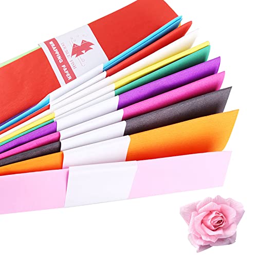 Krepppapier Bunt, 10 Farben Krepppapier 50 x 100 cm Kreppband Bunt Party Kreppbänder DIY Regenbogenfarben Papier für Krepppapier Blumen, Geburtstagsdeko (10 Stück) von NCOALE