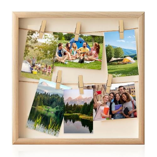 NCOALE Bilderrahmen Collage, 3D Bilderrahmen zum Befüllen Holz Boho Fotocollage Bilderrahmen 32 × 32 cm Fotowand mit Klammern Schnur für kreative DIY Foto-Gestaltung NCOALE Bilderrahmen Collage, 3D Bilderrahmen zum Befüllen Holz Boho Fotocollage Bilderrahmen 32 × 32 cm Fotowand mit Klammern Schnur für kreative DIY Foto-Gestaltung von NCOALE