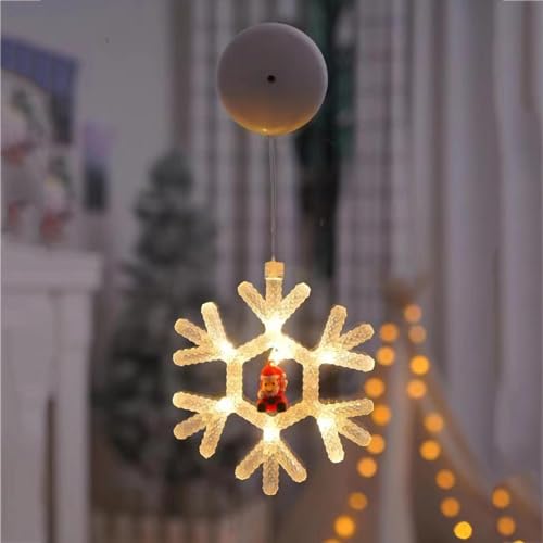 NCQiFei LED Weihnachtsbeleuchtung, 10 LED Lichtervorhang Warmweiß Batteriebetriebene mit Saugnäpfe, Timer, Fenster Lichterkette Innen für Weihnachten Deko, Party, Hochzeit (A) von NCQiFei