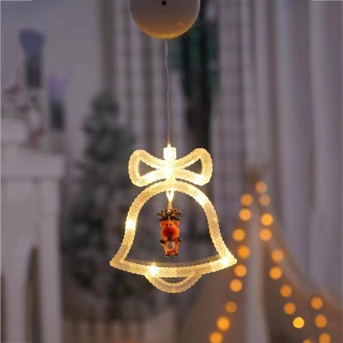 NCQiFei LED Weihnachtsbeleuchtung, 10 LED Lichtervorhang Warmweiß Batteriebetriebene mit Saugnäpfe, Timer, Fenster Lichterkette Innen für Weihnachten Deko, Party, Hochzeit (C) von NCQiFei