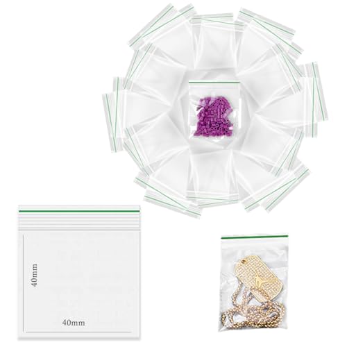NCS35® 1000 Stück (40 mm x 40 mm), Premium-Qualität, Druckverschluss, Reißverschluss, Plastikbeutel, wiederverschließbar, wiederverwendbar, transparent, für Schmuck, Münzen, Medizin, Mylar, von NCS35