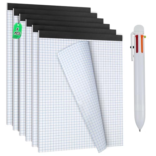 NCTNCX 6 Bücher Schreibblock Kariert A4, Notizblock A4 Kariert, 21.6 x 30 cm Student block kariert, 30 Blatt/Bücher, leicht abreißbare Perforationen blaues Quadrille-Notizpapier (6) von NCTNCX