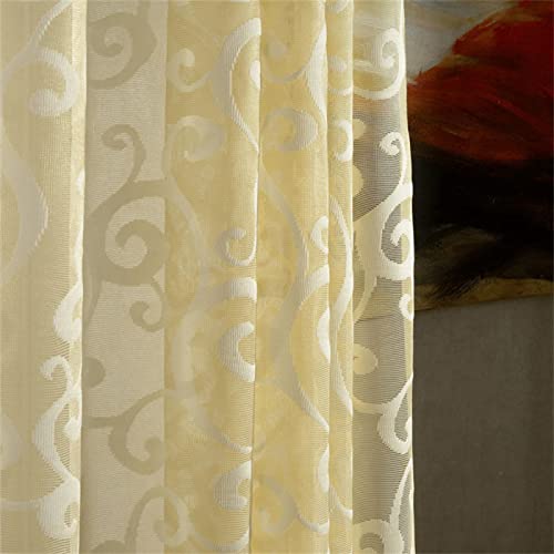 NCWANG Durchsichtige Vorhänge Voile Gardinen mit Ösen, Voile Gardinen Sheer Vorhang Gelbe Geometrie für Wohnzimmer Schlafzimmer Kinderzimmer 2er Set 2x140x240cm (BreitexHöhe) von NCWANG