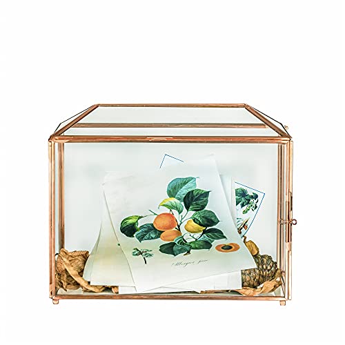 NCYP 26 cm große, roségoldene geometrische Glaskarten-Box mit Schlitz und Herzschloss,Terrarium-Pflanzgefäß für Hochzeitsempfang, große, einfache Partydekoration, (nur Glasbox) von NCYP