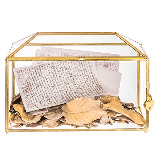NCYP 32cm Large Geometric Glass Card Box Terrarium mit Schlitz und Herzschloss, Fuß, Gold, handgefertigt, Messing, für Hochzeitsempfang, Wishwell, Andenken-Herzstück (Glasbox und nur Schloss) NCYP 32cm Large Geometric Glass Card Box Terrarium mit Schlitz und Herzschloss, Fuß, Gold, handgefertigt, Messing, für Hochzeitsempfang, Wishwell, Andenken-Herzstück (Glasbox und nur Schloss) von NCYP