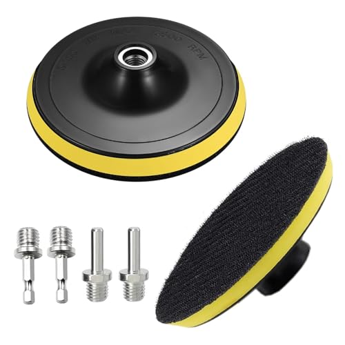 2 Stück 125mm Schleifteller Klett, Polieraufsatz Akkuschrauber, Schleifpapierteller mit Bohradapter, Polierteller mit Klett M14 Polierpad Adapter für Automobil Holzbearbeitung Marmorpolieren von NCZCDZSW
