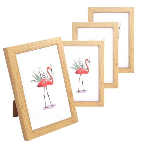NCZCDZSW Bilderrahmen 10 x 15 cm Holzbilderrahmen Bilderrahmen Klein mit Halterung und Haken Holz Fotorahmen mit Acrylglas Photo Frames für Wandbehänge Oder Tischdekoration (Holzfarbe) von NCZCDZSW