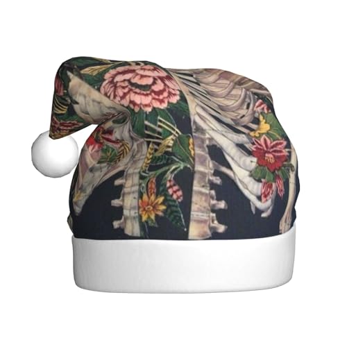 NDDCEDEW Weihnachtsmütze mit Skelett-Schädel und Blumendruck, Weihnachtsmannmütze für Erwachsene, Unisex, lustiger Urlaubsmütze für Weihnachten, niedlicher festlicher Hut für Weihnachten NDDCEDEW Weihnachtsmütze mit Skelett-Schädel und Blumendruck, Weihnachtsmannmütze für Erwachsene, Unisex, lustiger Urlaubsmütze für Weihnachten, niedlicher festlicher Hut für Weihnachten von NDDCEDEW