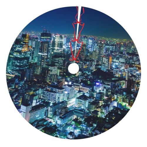 Weihnachtsbaum-Rock, 76,2 cm, Tokyo City Druck, verdickte Baumröcke, Matte für Urlaubsparty von NDDCEDEW