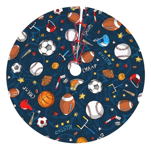 Weihnachtsdekoration, Baumrock, 76,2 cm, Sport-Baseball-Spiel-Druck, Weihnachten, verdickte Baumröcke, Matte für Urlaubsparty von NDDCEDEW
