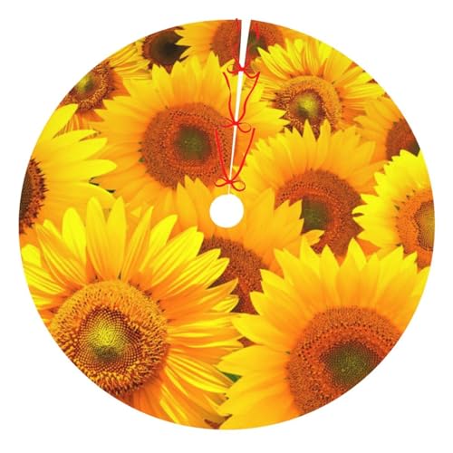 Weihnachtsdekoration, Baumrock, 76,2 cm, gelber Sonnenblumen-Druck, verdickte Baumröcke, Matte für Urlaubsparty von NDDCEDEW
