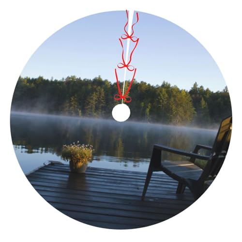 Weihnachtsdekoration Baumrock 76,2 cm / 121,9 cm, Morgen am See, verdickte Baumröcke, Matte für Urlaubsparty von NDDCEDEW
