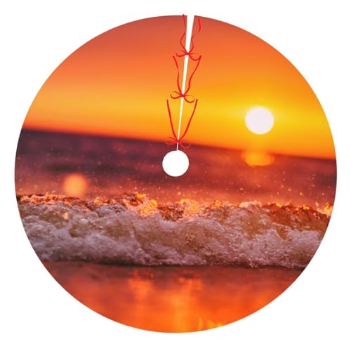 Weihnachtsdekoration Baumrock 76,2 cm / 121,9 cm, Sonnenuntergang mit Meereswellen-Druck, verdickte Baumröcke, Matte für Urlaubsparty Weihnachtsdekoration Baumrock 76,2 cm / 121,9 cm, Sonnenuntergang mit Meereswellen-Druck, verdickte Baumröcke, Matte für Urlaubsparty von NDDCEDEW