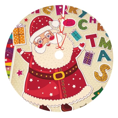 Weihnachtsdekoration Baumrock 76,2 cm / 121,9 cm, Weihnachtsmann-Druck, verdickte Baumröcke, Matte für Urlaubsparty von NDDCEDEW