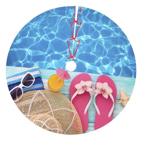 Weihnachtsdekoration Baumrock 76,2 cm / 121,9 cm, cooler Pool-Wasserdruck, verdickte Baumröcke, Matte für Urlaubsparty von NDDCEDEW