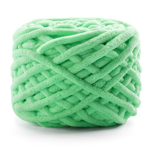Dickes Chenille-Garn zum Häkeln, flauschiges Babydeckengarn zum Häkeln, Pullover, Schal, Handschuhe, superweiches Amigurumi-Plüschgarn, 74 m/100 g (Wassergrün) von NDICANG