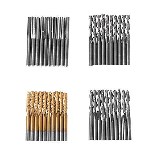NDNCZDHC 40-teiliges Fräser-Set, Flachkopf-Kugelkopf-Fräser, Einzelschneidige Spirale, 2-schneidige Gerade CNC-Fräser für die Holzbearbeitung von NDNCZDHC