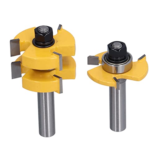 Ndnczdhc 2 Stück Nut- und Feder-Fräserbit, 1/2 Zoll Schneidendtiefe, T-Form, 3 Zähne, 1 Lager, Holzfräser Ndnczdhc 2 Stück Nut- und Feder-Fräserbit, 1/2 Zoll Schneidendtiefe, T-Form, 3 Zähne, 1 Lager, Holzfräser von NDNCZDHC