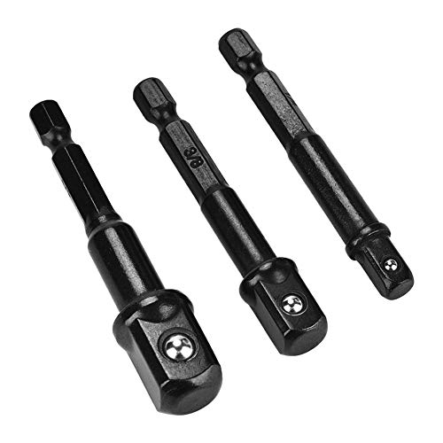 Ndnczdhc 3pcs Socket Adapter Set, 1/4 ”Hex -Shank bis 1/4 3/8 1/2 Quadrat -Kopfbohrer -Bit -Treiber für alle schnellen Änderungen und Standard -Bohrer -Chuck von NDNCZDHC