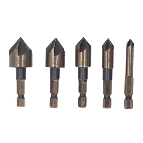 Ndnczdhc 5 pcs Countersink -Bohrbit Set, 1/4in 3/8in 1/2in 5/8in 3/4in 5 Flöten 1/4in Sechskant Shank Countersink Bit für Holz, Metall, Plastik Ndnczdhc 5 pcs Countersink -Bohrbit Set, 1/4in 3/8in 1/2in 5/8in 3/4in 5 Flöten 1/4in Sechskant Shank Countersink Bit für Holz, Metall, Plastik von NDNCZDHC