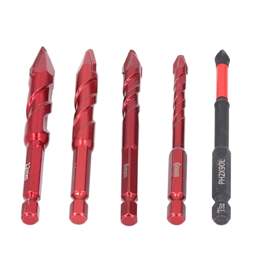 Ndnczdhc 5 pcs exzentrisches Bohrer Bit Set, 6 8 10 12 mm Twist Bohrer Bits 1/4 Zoll Sechskant Shank Beton Bohrmaschine Bit Set Set von NDNCZDHC