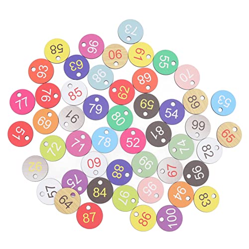 Ndnczdhc 50pcs Round -Tags, Kunststoff -ID -Nummer -Tags, BeeHive -Etikett, nummeriertes Tag mit Loch, Klassifizierungszeichen für die Bienenzucht (51-100) von NDNCZDHC