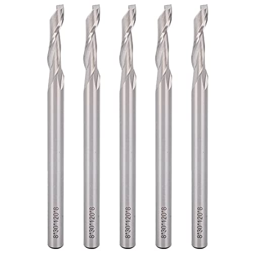 Ndnczdhc 5pcs CNC -Router -Bits, 8mm Schaft Einflöten -Spiral -Endmühle Hochgeschwindigkeit Stahlrouter Bit für Holzbearbeitungsmaschinenmaschine von NDNCZDHC