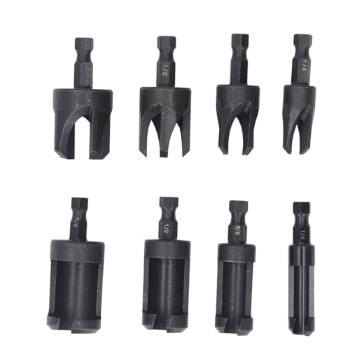 Ndnczdhc 8 Stück Holzstecker Cutter Bohrer Bit Set, 1/4in 5/8in 3/8in 1/2in Bohrerbits 1/4 Zoll Sechskant Shank gerader Holzstecker -Steckerschneider von NDNCZDHC