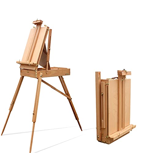 Tragbare Zeichenstaffelei für Künstler, Malerei, Holz, Öl, Box mit Griff, verstellbar, Holzkiste für Künstler, Kunst, Beige von NDRFAWY