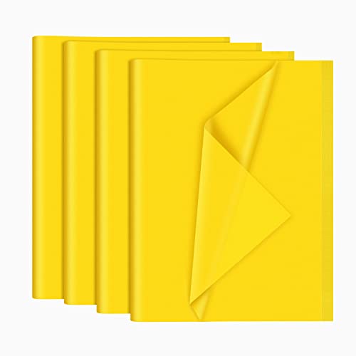 NEBURORA 120 Blatt gelbes Seidenpapier, 35 x 50 cm, gelbes Geschenkpapier, große gelbe Einwickelpapierbögen für Geschenktüten, Verpackungsfüller, Geburtstag, Sonnenblumen-Dekor von NEBURORA